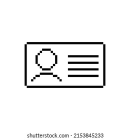 pixel id card icon icon.  Vector pixel art Business card icon. Identification card 8 bit logo for game