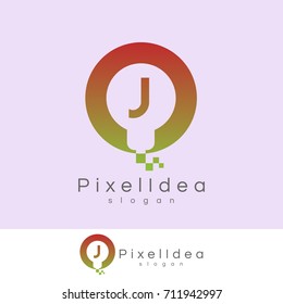 pixel idea initial Letter J Logo design