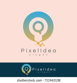 pixel idea initial Letter Q Logo design
