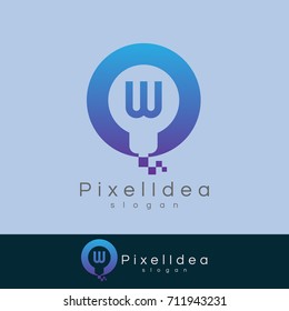 pixel idea initial Letter W Logo design