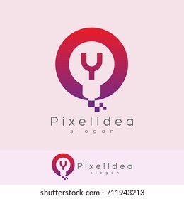 pixel idea initial Letter Y Logo design