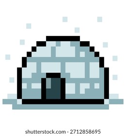 Ilustración de la casa de nieve de Pixel Igloo