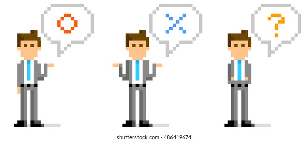 Pixel Illustration: Answer businessman