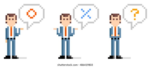 Pixel Illustration: Answer businessman