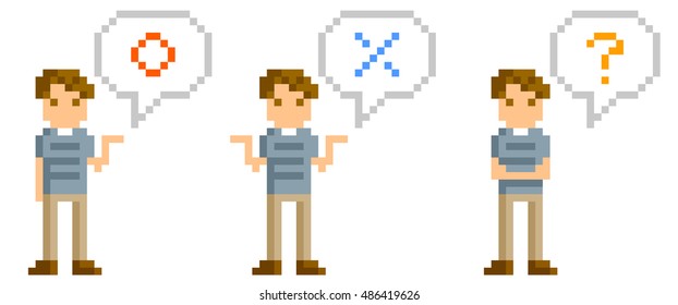 Pixel Illustration: Answer man