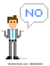Pixel Illustration: businessman answer