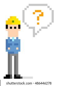 Pixel Illustration: businessman answer