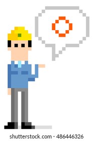 Pixel Illustration: businessman answer