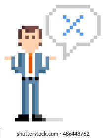 Pixel Illustration: businessman answer