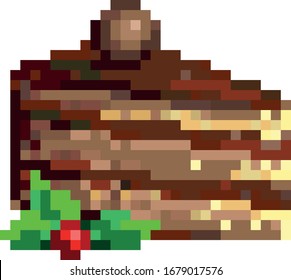 Pixel illustration of a festive cake for cards and print on fabric. Cake with
chocolate. Sticker or video games. EPS 10

