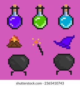 pixel illustration image of a witch's potion