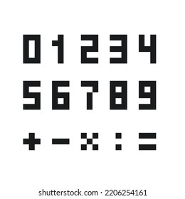 pixel illustration of math numbers and symbols