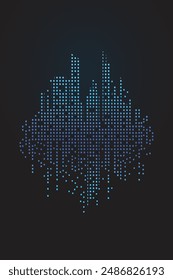 Pixel illustration of a modern city skyline