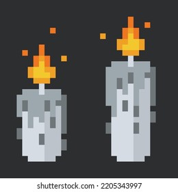 pixel illustration of two burning candles