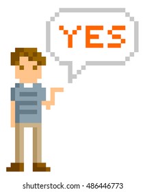 Pixel Illustration: young men of the answer