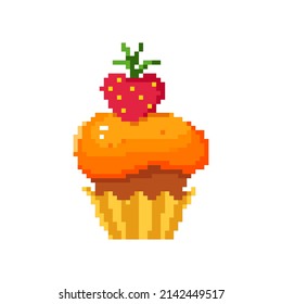 Pixel image of a cupcake.