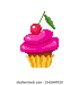 Pixel image of a cupcake.