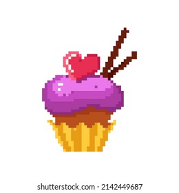 Pixel image of a cupcake.