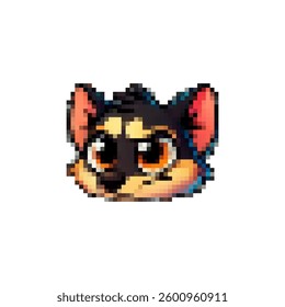 Pixel images of kittens. Playful kittens. Animals in hats. Retro pictures of cheerful emotions.
