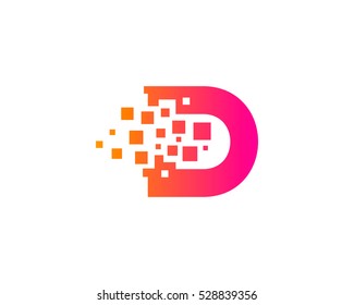 Pixel Initial Letter D Logo Design Template