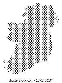 Pixel Ireland Island map. Vector territorial scheme. Cartographic concept of Ireland Island map constructed with small spheres.