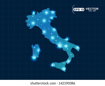 Pixel Italy map with spot lights