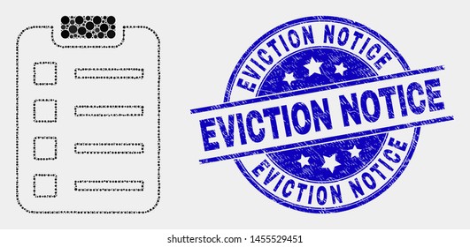 Pixel items pad mosaic icon and Eviction Notice stamp. Blue vector rounded grunge stamp with Eviction Notice phrase. Vector combination in flat style.