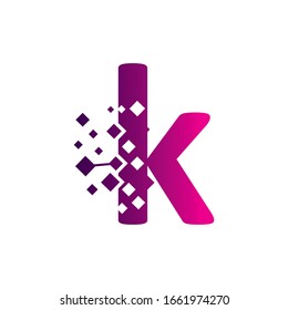 Diseño de logotipo de letra Pixel K, símbolo de plantilla de vector creativo