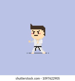 Pixel karate guy.8 bit character.