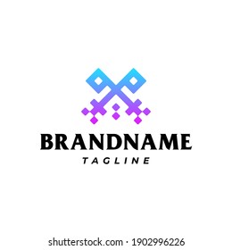Diseños de logotipo de Pixel Key vector concepto, plantilla de logotipo de tecnología clave