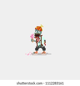 Pixel kid zombie.8bit character.