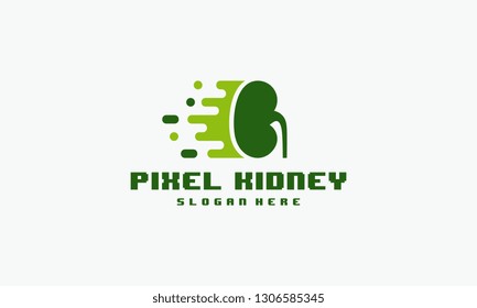 Pixel Kidney Logo designs concept vector, Kidney Care logo symbol