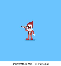 Pixel killer clown.8bit halloween character.