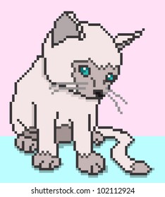 Pixel Kitten - ilustración vectorial