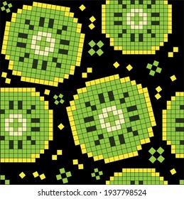 pixel kiwi in pattern fruit vector