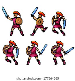 Pixel Knight Roman gladiator vector 
