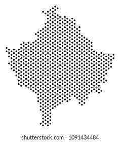 Pixel Kosovo map. Vector geographical scheme. Cartographic concept of Kosovo map combined with sphere points.