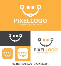 Pixel Lab Logo Design.Graphics Design Agency Pixel Logo. Minimal Style.Modern brand identity.Casual Style.Abstract Pixels. Creative Symbol.Vector illustration.