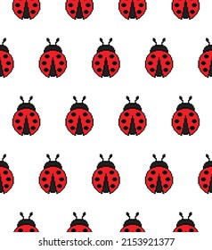  pixel ladybug   Seamless Pattern vector ladybug   background  pixel art for 8 bit game