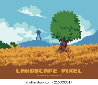 Pixel landscape nature design vector