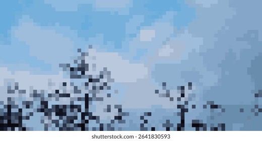 Pixel landscape with trees and cloudy sky
Digital art projects, website backgrounds, abstract designs, modern wallpaperscreative collages banners templates, pixel art showcases posters.