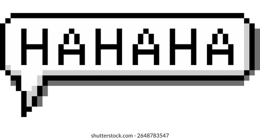 Vetor de fala de bolhas de rir de pixel, expressando humor ou diversão em um estilo retrô, pixelado. Perfeito para interfaces digitais, jogos ou comunicação nostálgica com um tom divertido.