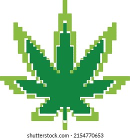 Pixel Leaf Cannabis Vector Icon