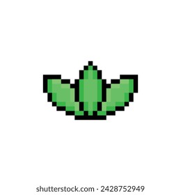 píxel Icono de hoja.  Vector pixel art eco 8 bit logo para el juego