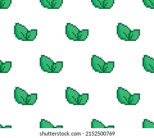  pixel leaf  Seamless Pattern vector eco background  pixel art for 8 bit game