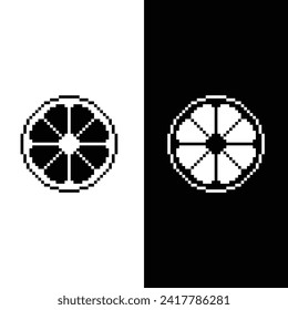 pixel lemon and orange icon vector set pixel art citrus fruits for 8 bit game company logo template 