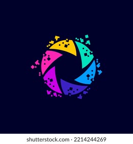 Pixel Lens logo designs concept vector, Lens Technology logo template