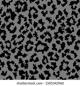 Pixel leopard fur vector seamless pattern