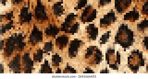 Pixel leopard skin vector, featuring a modern, digitized animal print. Perfect for abstract backgrounds, fashion designs, branding, or wildlife-themed digital art with a contemporary twist.
