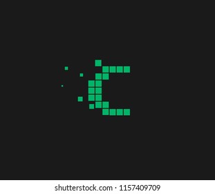 pixel letter C logo design template